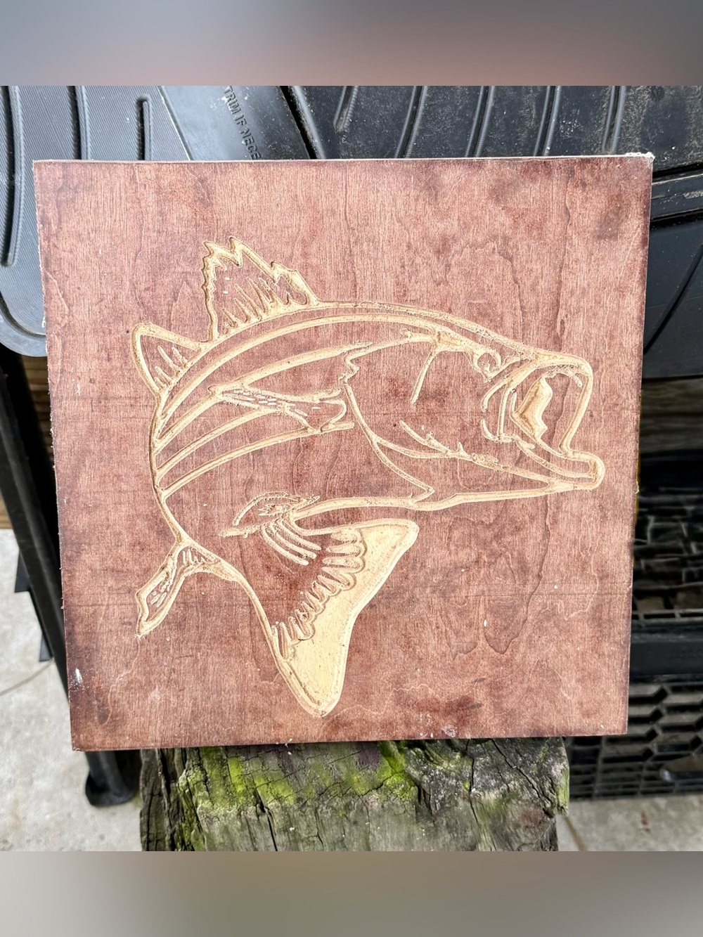 NWT- Rustic Brown Wooden Fish Wall Art Plaque - Brown/Homemade